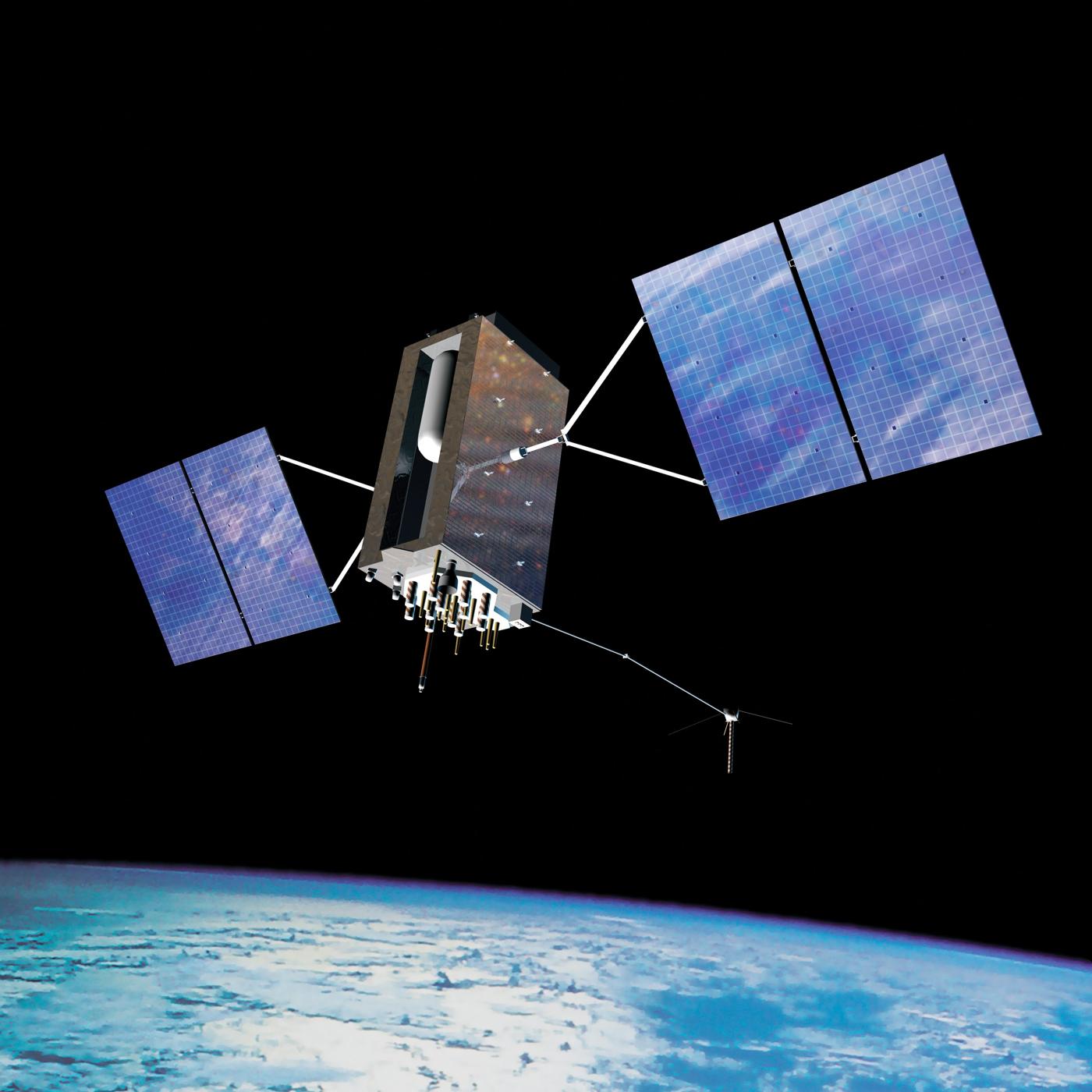 Ilustração de um satélite GPS em órbita